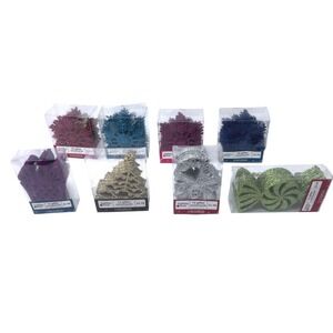 Lot Of 8 Pkgs Glitter Ornaments Snowflakes Trees Peppermints Camdcane Gifts New